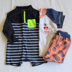 babyGap 3 piece summer swim bundle lot rash guard & trunks 18-24 months baby boy